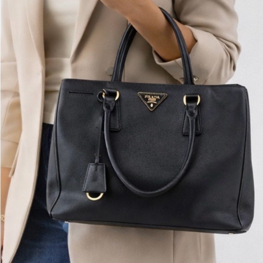 Prada Galleria Black Saffiano Leather Tote Shoulder Bag Gold Hardware - Picture 16 of 16